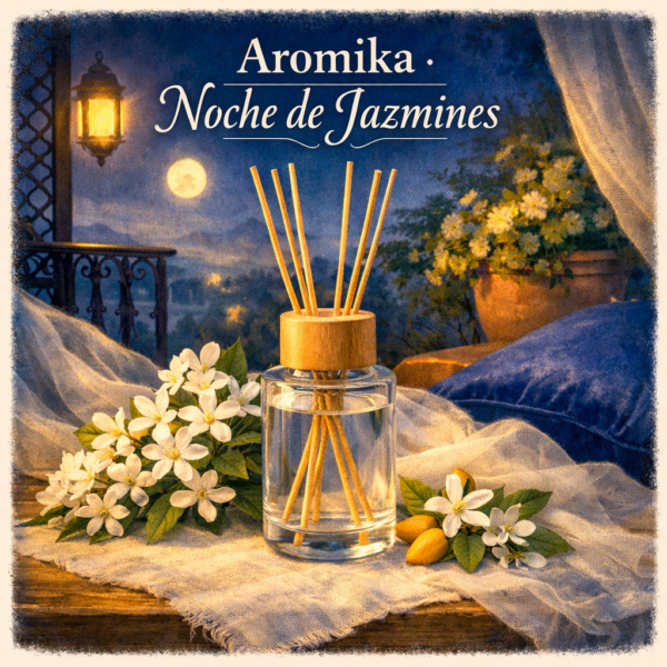 aromika-noche-de-jazmines Noche de Jazmines — Aromika · Difusor de varillas (100 ml)