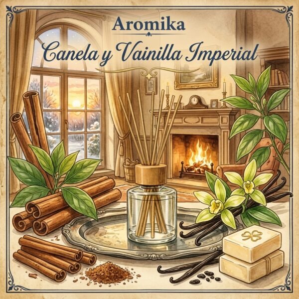 Canela y Vainilla Imperial — Aromika · Difusor de varillas (100 ml)